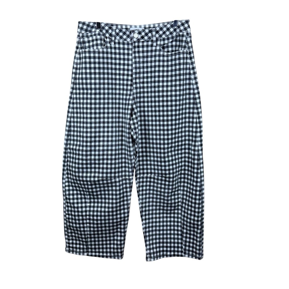 Just Black Denim Light‎ Gingham Barrel Jeans Black Women's Size 31 USA